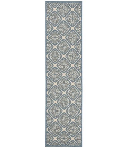 Safavieh Beach House BHS132 Cream / Blue 2'-2" X 6' Runner Area Rug