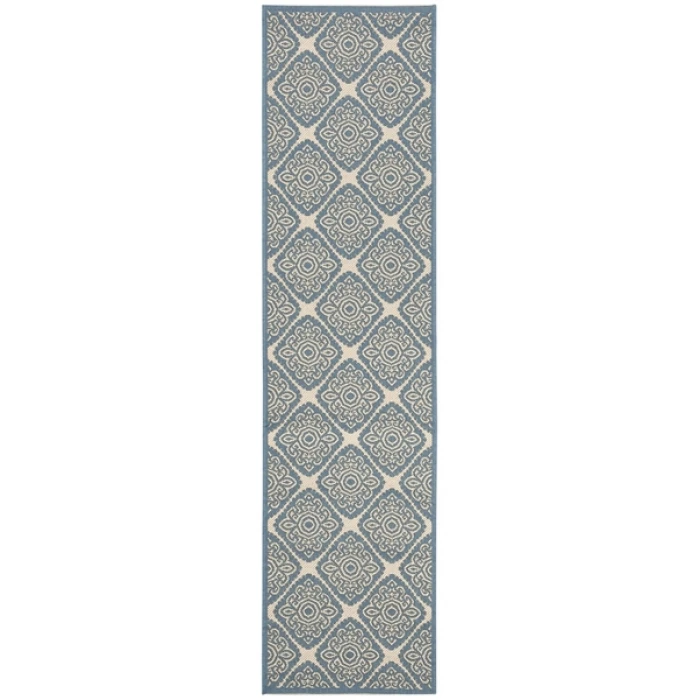 Safavieh Beach House BHS132 Cream / Blue 2'-2" X 10' Runner Area Rug