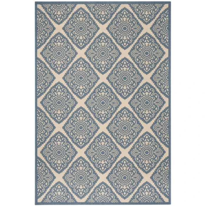 Safavieh Beach House BHS132 Cream / Blue 5'-3" X 7'-6" Rectangle Area Rug