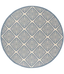 Safavieh Beach House BHS132 Cream / Blue 6'-7" X 6'-7" Round Area Rug