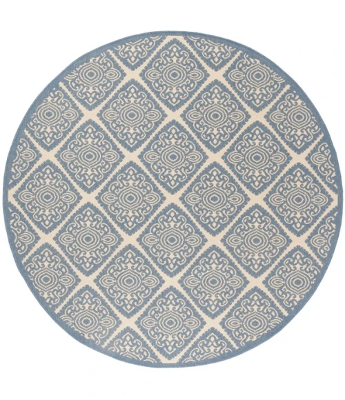 Safavieh Beach House BHS132 Cream / Blue 6'-7" X 6'-7" Round Area Rug