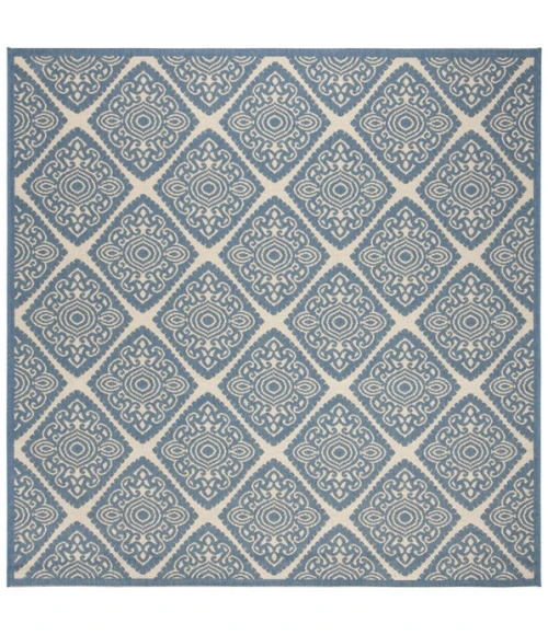 Safavieh Beach House BHS132 Cream / Blue 6'-7" X 6'-7" Square Area Rug
