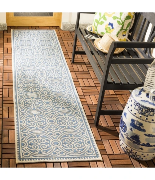 Safavieh Beach House BHS134 Cream / Blue 2'-2" X 10' Runner Area Rug