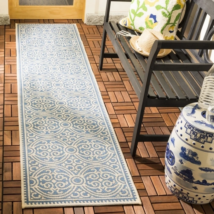 Safavieh Beach House BHS134 Cream / Blue 2'-2" X 8' Runner Area Rug