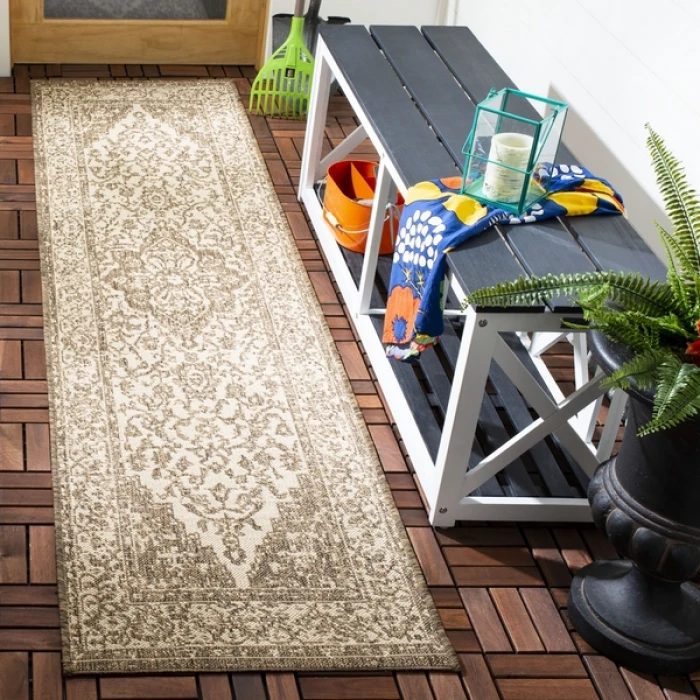 Safavieh Beach House BHS137 Cream / Beige 2'-2" X 12' Runner Area Rug