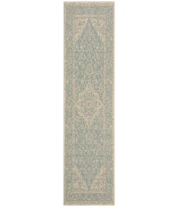 Safavieh Beach House BHS137 Aqua / Cream 2'-2" X 10' Runner Area Rug