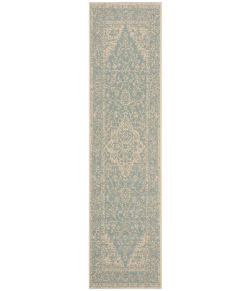 Safavieh Beach House BHS137 Aqua / Cream 2'-2" X 10' Runner Area Rug