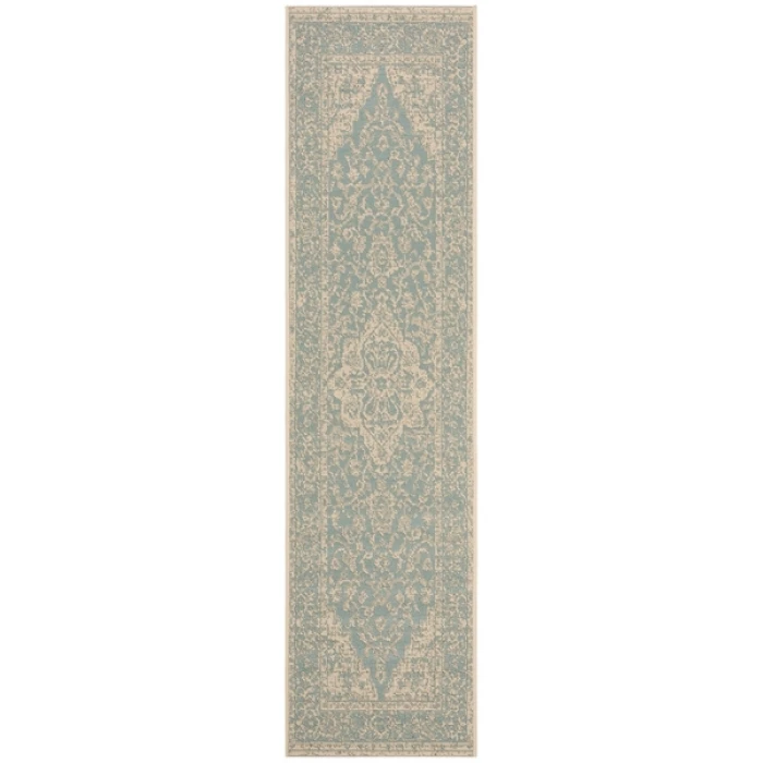Safavieh Beach House BHS137 Aqua / Cream 2'-2" X 6' Runner Area Rug