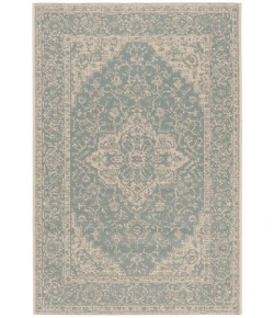 Safavieh Beach House BHS137 Aqua / Cream 5'-3" X 7'-6" Rectangle Area Rug