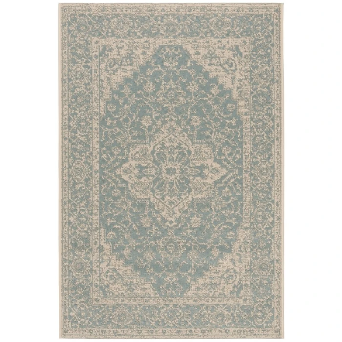 Safavieh Beach House BHS137 Aqua / Cream 3' X 5' Rectangle Area Rug
