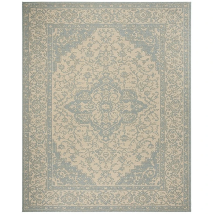 Safavieh Beach House BHS137 Cream / Aqua 2'-2" X 4' Accent Area Rug