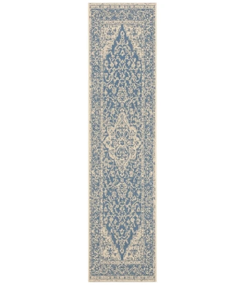 Safavieh Beach House BHS137 Blue / Creme 2'-2" X 6' Runner Area Rug