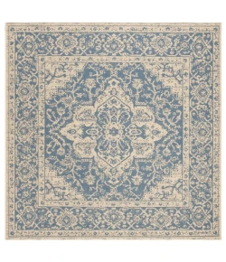 Safavieh Beach House BHS137 Blue / Creme 6'-7" X 6'-7" Square Area Rug