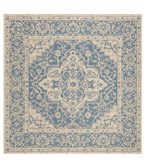 Safavieh Beach House BHS137 Blue / Creme 8' X 8' Square Area Rug
