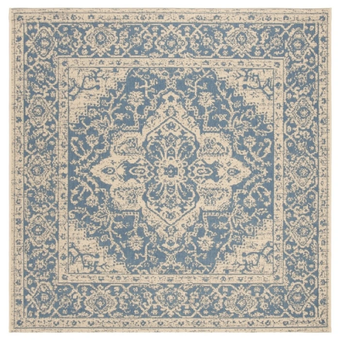 Safavieh Beach House BHS137 Blue / Creme 4' X 4' Square Area Rug