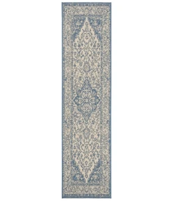 Safavieh Beach House BHS137 Cream / Blue 2'-2" X 12' Runner Area Rug