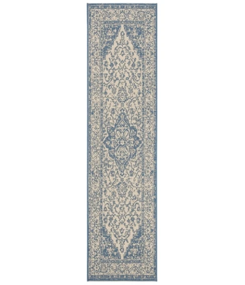 Safavieh Beach House BHS137 Cream / Blue 2'-2" X 10' Runner Area Rug