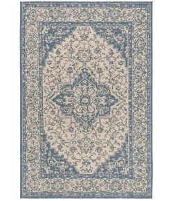 Safavieh Beach House BHS137 Cream / Blue 4' X 4' Square Area Rug