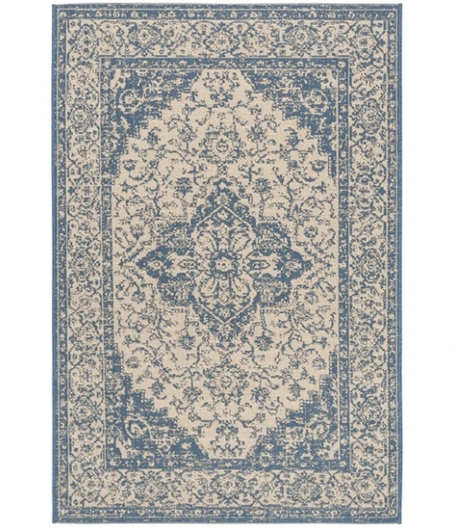 Safavieh Beach House BHS137 Cream / Blue 4' X 4' Square Area Rug