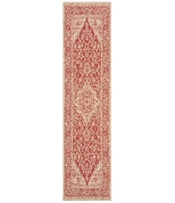 Safavieh Beach House BHS137 Red / Creme 2'-2" X 8' Runner Area Rug