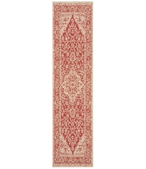Safavieh Beach House BHS137 Red / Creme 2'-2" X 8' Runner Area Rug