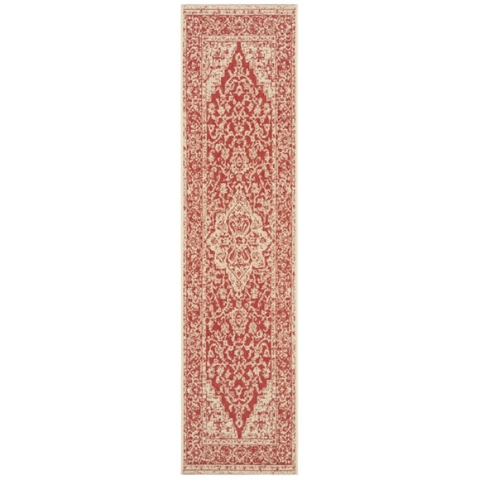 Safavieh Beach House BHS137 Red / Creme 2'-2" X 8' Runner Area Rug