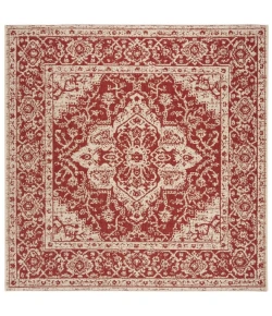 Safavieh Beach House BHS137 Red / Creme 4' X 4' Square Area Rug