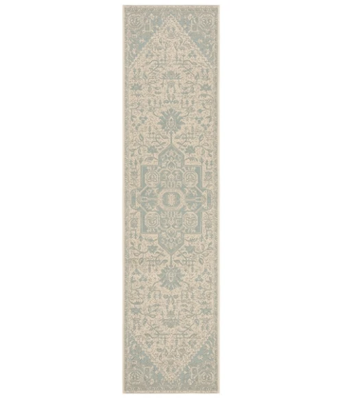 Safavieh Beach House BHS138 Aqua / Cream 2'-2" X 12' Runner Area Rug