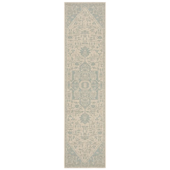 Safavieh Beach House BHS138 Aqua / Cream 2'-2" X 4' Accent Area Rug