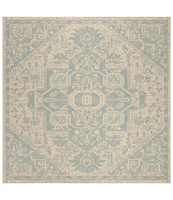 Safavieh Beach House BHS138 Aqua / Cream 4' X 4' Square Area Rug
