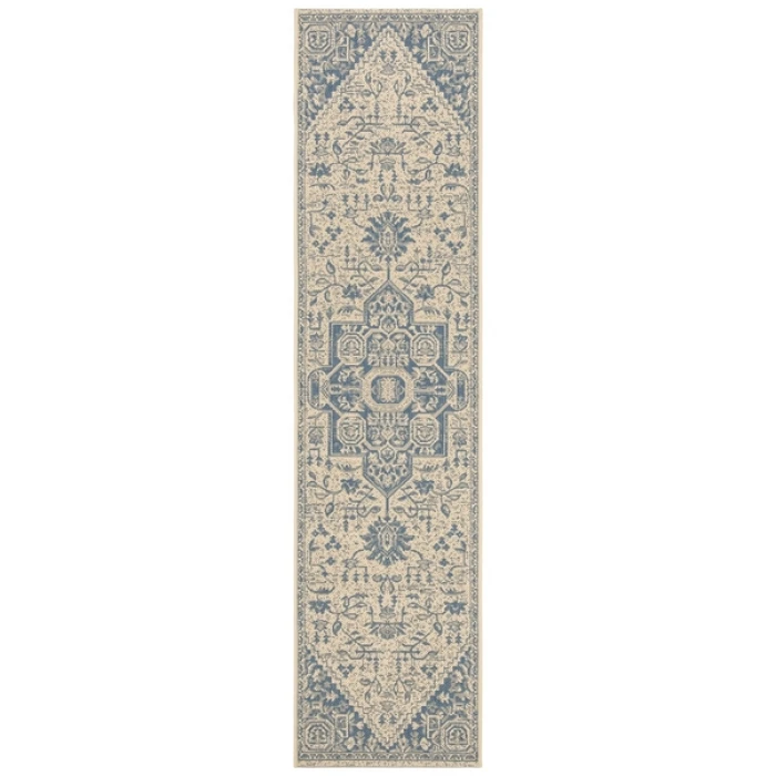 Safavieh Beach House BHS138 Blue / Creme 2'-2" X 8' Runner Area Rug