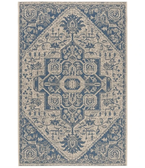 Safavieh Beach House BHS138 Blue / Creme 4' X 4' Square Area Rug