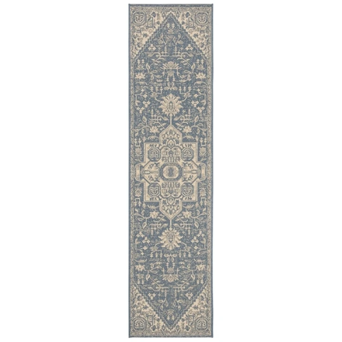 Safavieh Beach House BHS138 Cream / Blue 2'-2" X 6' Runner Area Rug