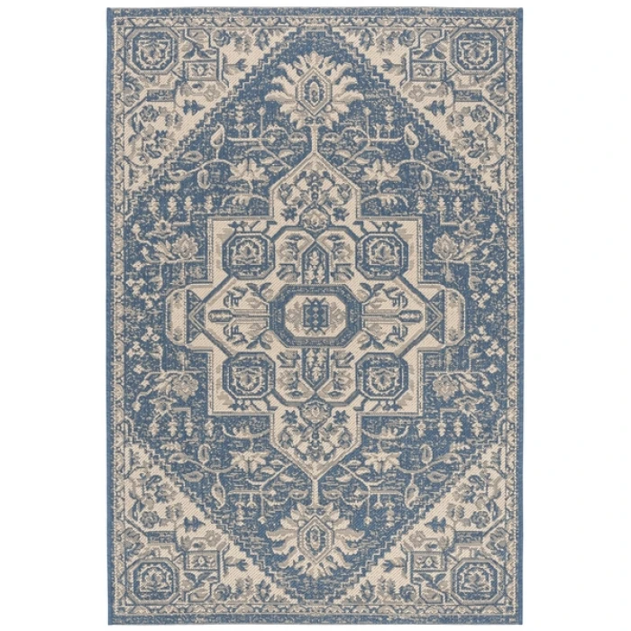 Safavieh Beach House BHS138 Cream / Blue 4' X 4' Square Area Rug