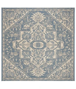 Safavieh Beach House BHS138 Cream / Blue 6'-7" X 6'-7" Square Area Rug