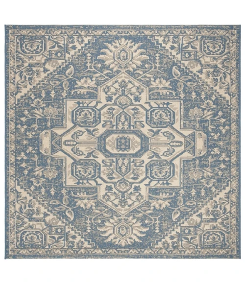 Safavieh Beach House BHS138 Cream / Blue 6'-7" X 6'-7" Square Area Rug