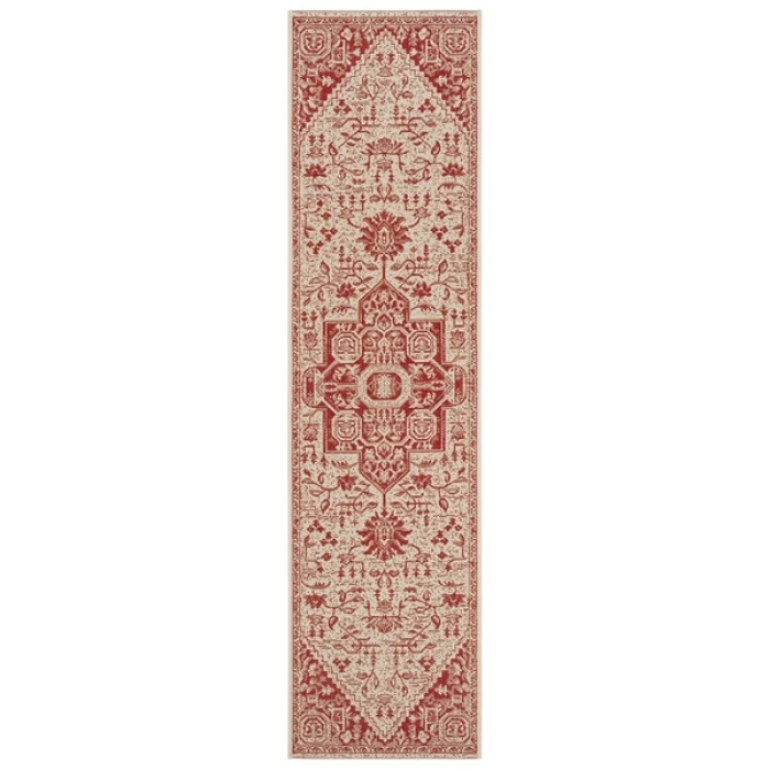 Safavieh Beach House BHS138 Red / Creme 2'-2" X 8' Runner Area Rug