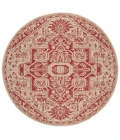 Safavieh Beach House BHS138 Red / Creme 6'-7" X 6'-7" Round Area Rug
