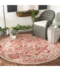 Safavieh Beach House BHS138 Red / Creme 6'-7" X 6'-7" Round Area Rug