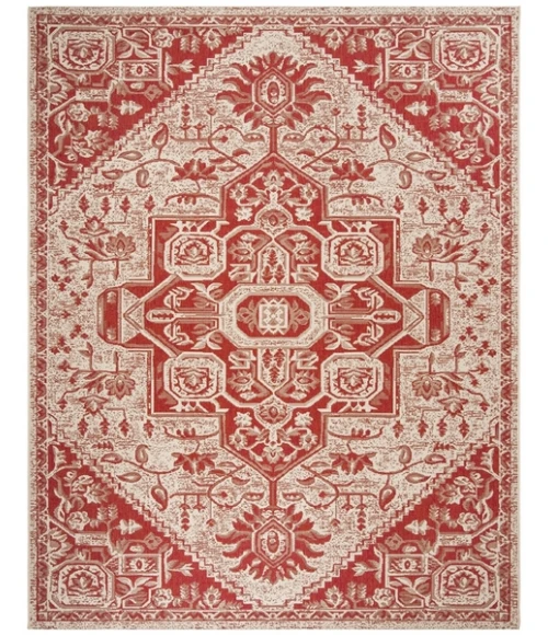 Safavieh Beach House BHS138 Red / Creme 4' X 4' Square Area Rug