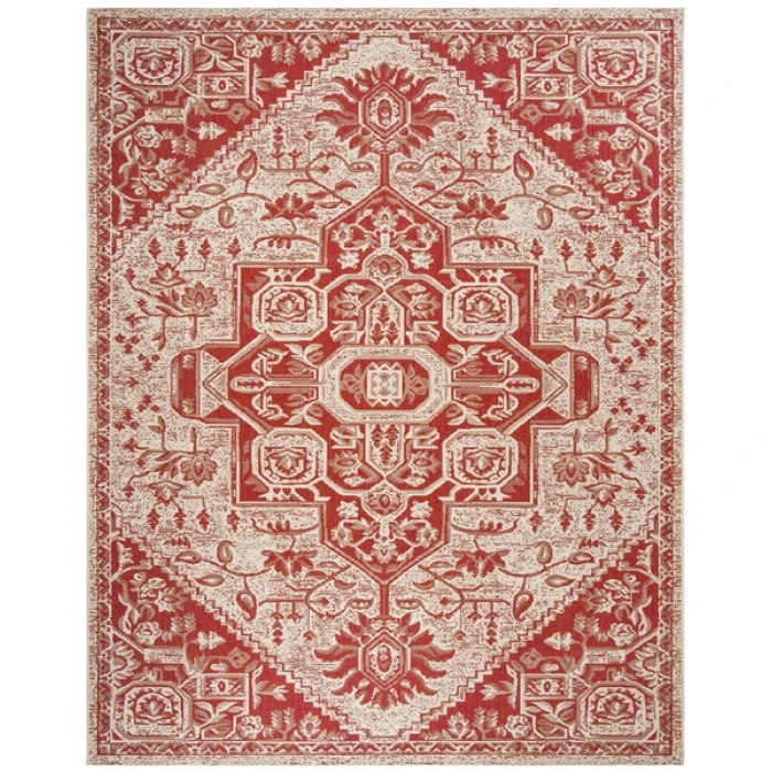 Safavieh Beach House BHS138 Red / Creme 4' X 4' Square Area Rug