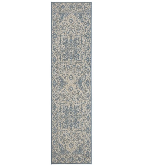 Safavieh Beach House BHS139 Cream / Blue 2'-2" X 10' Runner Area Rug