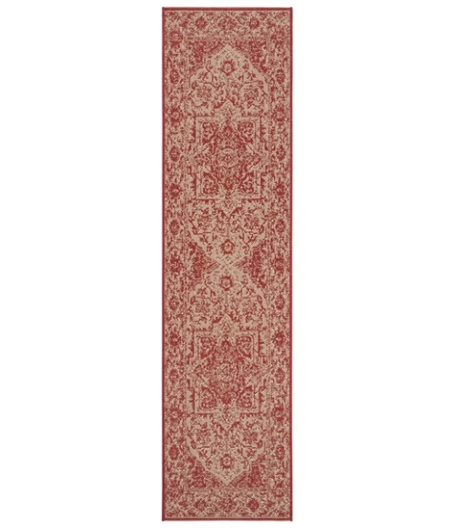 Safavieh Beach House BHS139 Red / Creme 2'-2" X 10' Runner Area Rug
