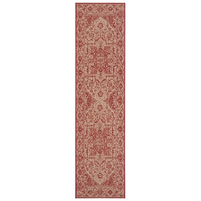 Safavieh Beach House BHS139 Red / Creme 2'-2" X 8' Runner Area Rug