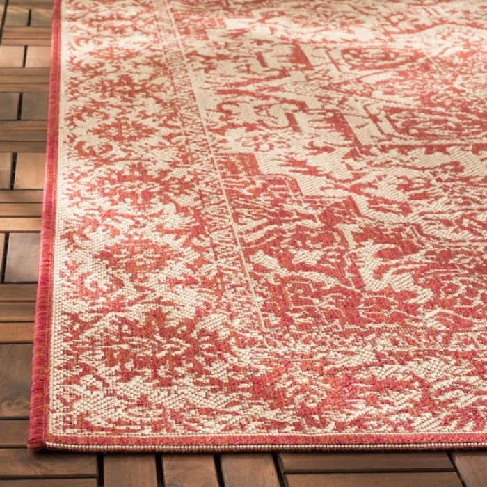 Safavieh Beach House BHS139 Red / Creme 2'-2" X 8' Runner Area Rug