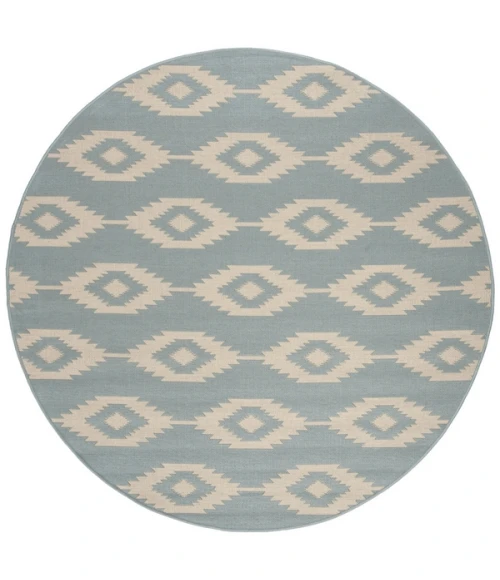 Safavieh Beach House BHS171 Cream / Aqua 6'-7" X 6'-7" Round Area Rug