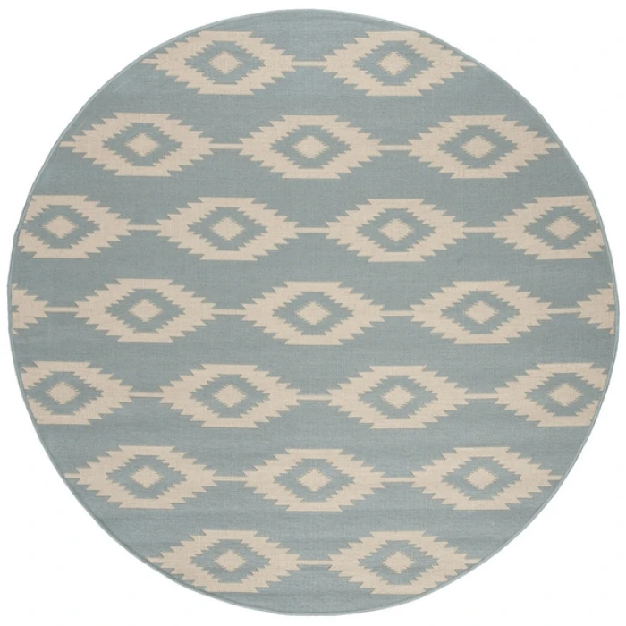 Safavieh Beach House BHS171 Cream / Aqua 6'-7" X 6'-7" Round Area Rug