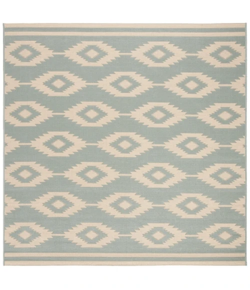 Safavieh Beach House BHS171 Cream / Aqua 6'-7" X 6'-7" Square Area Rug