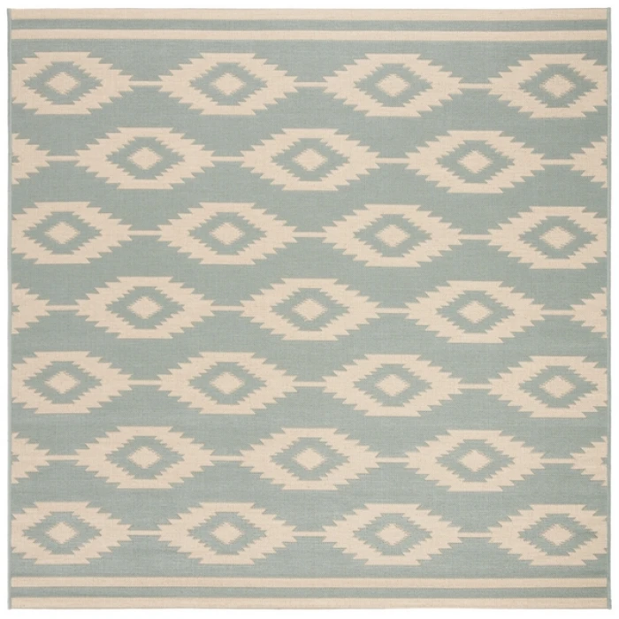 Safavieh Beach House BHS171 Cream / Aqua 6'-7" X 6'-7" Square Area Rug