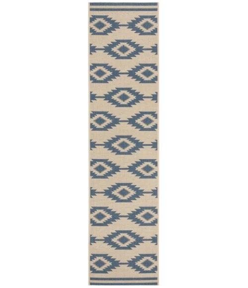 Safavieh Beach House BHS171 Blue / Creme 2'-2" X 6' Runner Area Rug